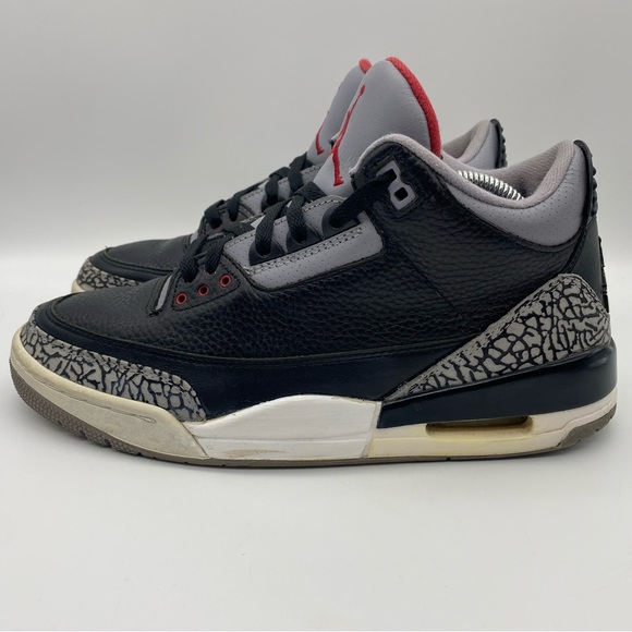 2011 Air Jordan 3 Retro Black Cement BC3 Men's 9 US 136064-010 Black/Varsity Red - Picture 2 of 16